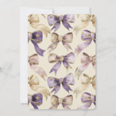 Invitation Purple Gold Bows Anniversaire (Dos)