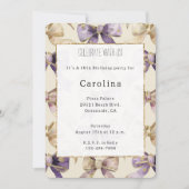 Invitation Purple Gold Bows Anniversaire (Devant)
