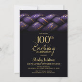 Invitation Purple Gold Braid 100e fête d'anniversaire (Devant)