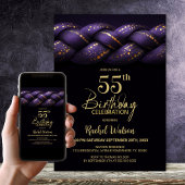 Invitation Purple Gold Braid 55e fête d'anniversaire