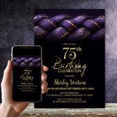 Invitation Purple Gold Braid 75e fête d'anniversaire