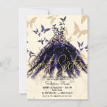 Invitation Purple Gold Butterfly Dance robe sucré 16 Partie<br><div class="desc">Personnaliser pour tout événement</div>