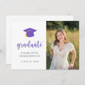 Invitation Purple Gold Casquette Tassel Graduation Party (Devant / Derrière)