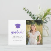 Invitation Purple Gold Casquette Tassel Graduation Party (Debout devant)