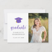 Invitation Purple Gold Casquette Tassel Graduation Party (Devant)
