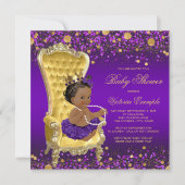 Invitation Purple Gold Chaise Ethnic Princess Baby shower (Devant)