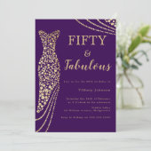 Invitation Purple & Gold Cinquante et fabuleux 50e anniversai (Debout devant)