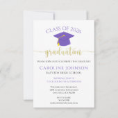 Invitation Purple & Gold Classe De Graduation Party (Devant)