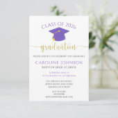 Invitation Purple & Gold Classe De Graduation Party (Debout devant)
