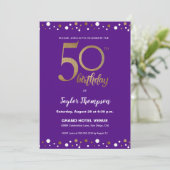 Invitation Purple Gold Confetti fête 50e anniversaire Personn (Debout devant)