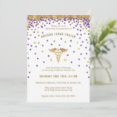 Invitation Purple & Gold Confetti Infirmière Graduation Invit (Debout devant)