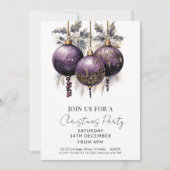 Invitation Purple & Gold Elegant Christmas Party  (Devant)