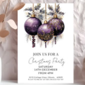 Invitation Purple & Gold Elegant Christmas Party 