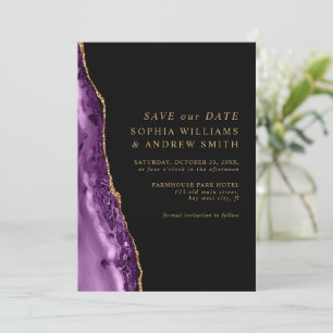 Invitation Purple & Gold Enregistrer la date