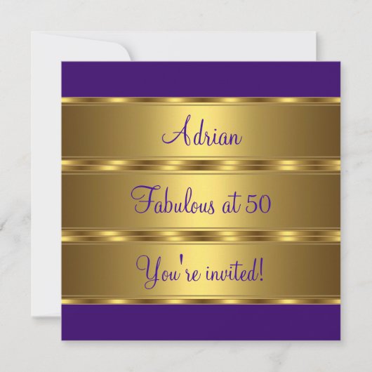 Invitation Purple & Gold Fabulous 50e fête d'anniversaire 2 (Devant)