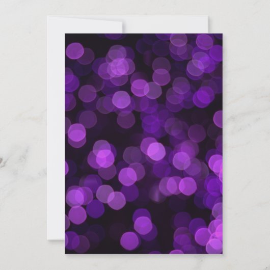 Invitation Purple Gold Faux Parties scintillant Lumières doux (Dos)