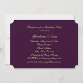 Invitation Purple Gold Floral Button 2025 Graduation Party (Dos)