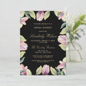 Invitation Purple Gold Floral Fête des mariées de mariage de (Debout devant)