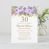 Invitation Purple Gold Floral Rose 30e anniversaire (Debout devant)