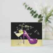 Invitation Purple Gold Glitzy Girly Bubbly Chaussure (Debout devant)