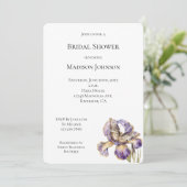 Invitation Purple Gold Iris Floral Butterfly Fête des mariées (Debout devant)