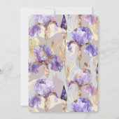 Invitation Purple Gold Iris Floral Butterfly Fête des mariées (Dos)