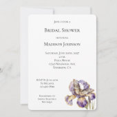 Invitation Purple Gold Iris Floral Butterfly Fête des mariées (Devant)