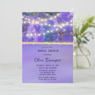 Invitation Purple Gold Lights Fête des mariées d'encre éthéré