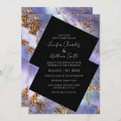 Invitation Purple Gold Marbré moderne (Devant / Derrière)