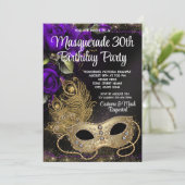 Invitation Purple Gold Masquerade (Debout devant)