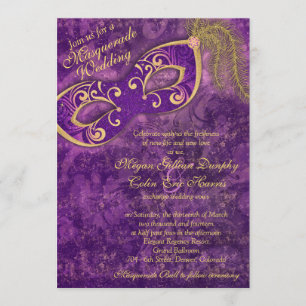 Invitation Purple Gold Masquerade Ball Mardi Gras Mariage