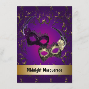 Invitation Purple Gold Masquerade Prom