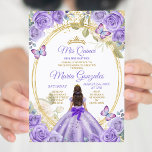 Invitation Purple & Gold Mis Quince 15 Anos Butterfly Crown<br><div class="desc">Quinceañera Purple Butterfly Gold Crown Invitation Mis Quince 15 Anos,  16e anniversaire, </div>