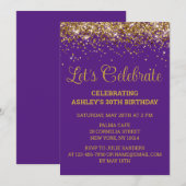 Invitation Purple Gold Parties scintillant 30e anniversaire F (Devant / Derrière)