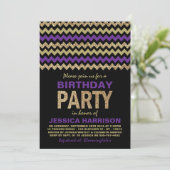 Invitation Purple & Gold Parties scintillant Chevron fête d'a (Debout devant)