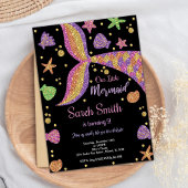 Invitation Purple Gold Parties scintillant Mermaid Queue Anni