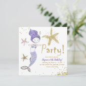 Invitation Purple & Gold Parties scintillant Sirène fête d'an (Debout devant)
