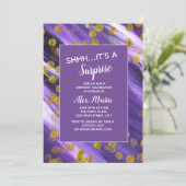 Invitation Purple Gold Parties scintillant Surprise fête d'an (Debout devant)