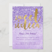 Invitation Purple & Gold Parties scintillant Sweet 16 Invitat (Devant)