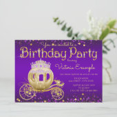 Invitation Purple Gold Princess Anniversaire (Debout devant)