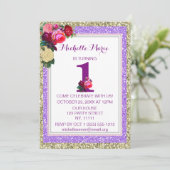 Invitation Purple Gold Rose Faux Parties scintillant Premier (Debout devant)