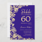 Invitation Purple Gold Roses Surprise 60e anniversaire (Devant)