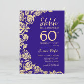 Invitation Purple Gold Roses Surprise 60e anniversaire (Debout devant)