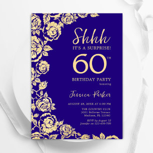 Invitation Purple Gold Roses Surprise 60e anniversaire