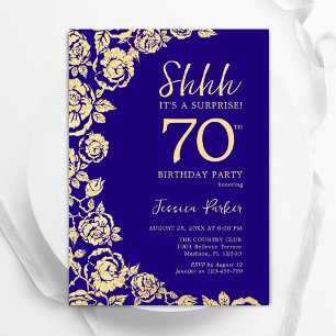 Invitation Purple Gold Roses Surprise 70e anniversaire