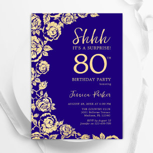 Invitation Purple Gold Roses Surprise 80e anniversaire
