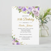 Invitation Purple Gold Sparkle Floral 30e anniversaire Invita (Debout devant)