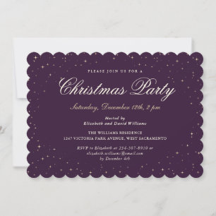 Invitation Purple Gold Starry Fête de Noël