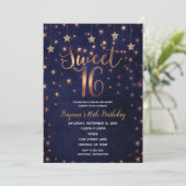 Invitation Purple & Gold Stars Celestial Sky Sweet 16 Party (Debout devant)