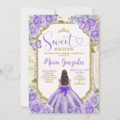 Invitation Purple Gold Sweet 16e anniversaire Princess Party (Devant)